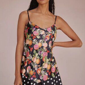 Show Me Your MuMu Uptown Tie Mini Dress in a black fruit and polka dot print